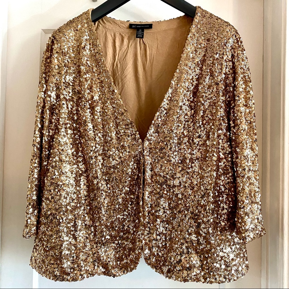 INC Gold Sequined blazer